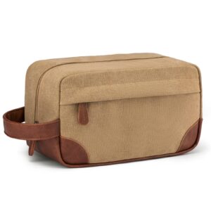 Vorspack Toiletry Bag Hanging Dopp Kit for Men Water Resistant Canvas Shaving Bag with Large Capacity for Travel – Brown
