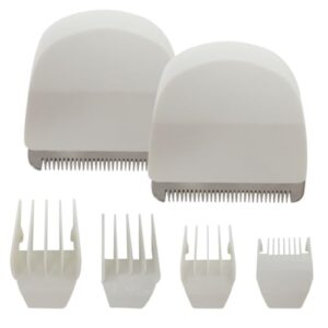 2 Pack Professional Clipper/Trimmer Snap On Replacement Blades #2068-300 and 4 Combs- Compatible with Wahl Peanut Hair Clipper/Trimmer, White