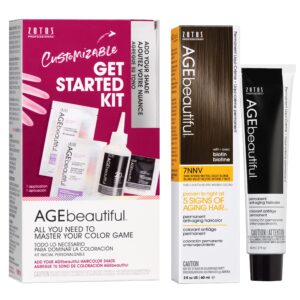 AGE beautiful Permanent Hair Color Dye Liqui Creme & Developer Starter Kit | 100% Gray Coverage | Anti-Aging | Biotin for Thicker, Fuller, Healthier Hair | 7NNV Dark Intense Neutral Violet Blonde
