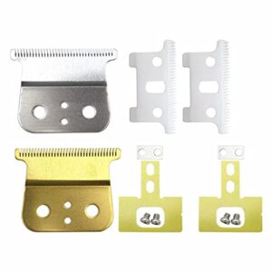 New BATEMEN W 2 Pairs Adjustable Replacement T Blade Carbon Steel Blade Trimmer Head for Andis t Outliner Hair Trimmer (Gold Silver),Aftermarket Replacement
