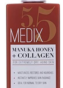Medix 5.5 Manuka Honey Cream with Collagen and Green Tea Extracts. Anti-aging Cream for face and body, moisturizes, restores and nourishes skin. Large 15 Fl Oz (444 mL) bottle with pump