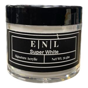 ENL Acrylic Nail Powder: Super White – Polymer for Acrylic Nail Extensions & DIY Nail Art> No Bubbles> Long-Lasting> Chip Resistant> 2oz Jar