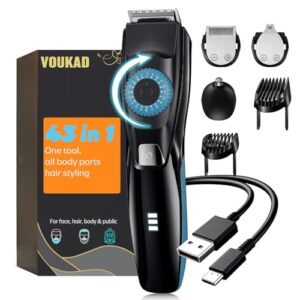 Voukad Beard Mustache Trimmer with 3 Attachments, 40 Adjustable Precisions, Waterproof, 240 Min Runtime – Personal Body Hair Trimmer for Men & Women Gift Choice