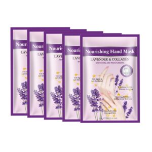 Joyeee Hand Masks for Aging Hands> 5 Pairs Moisturizing Gloves for Exfoliating with Lavender Extracts and Collagen> Suit for Dry Hands> Dry Skin> Hand Moisturizer Hand Care Gift for Her