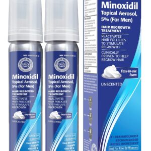 Taro Minoxidil Topical Aerosol Foam, 5%, Hair Regrowth 2 Months Treatment for Men, 2.11 oz (2 Pack)