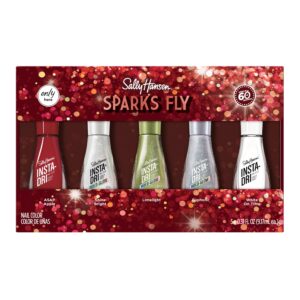 Sally Hansen Insta-Dri, White on Time, Euphoric, Shine Bright, Limelight, and ASAP Apple, Quick Dry, Long Lasting, Opaque, Shiny 5 Pack of Nail Polishes