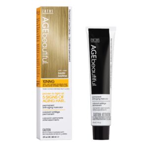 AGE beautiful Permanent Hair Color Dye Liqui Creme | 100% Gray Coverage | Anti-Aging Haircolor | Biotin for Thicker, Fuller Hair | Professional Salon Coloring | 10NNG Very Light Intense Golden Blonde