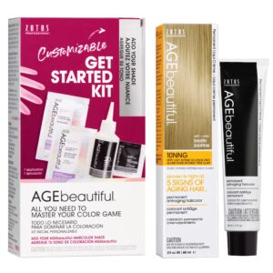 AGE beautiful Permanent Hair Color Dye Liqui Creme & Developer Starter Kit | 100% Gray Coverage | Anti-Aging | Biotin for Thicker, Fuller, Healthier Hair | 10NNG Very Light Intense Golden Blonde