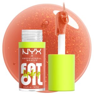 NYX PROFESSIONAL MAKEUP Fat Oil Lip Drip, Moisturizing Lip Oil Gloss, Vegan Tinted Formula, Up to 12 HR Hydration – Follow Back (Shimmering Warm Nude)