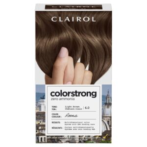Clairol ColorStrong Permanent Zero Ammonia Hair Dye, 6.0 Light Brown – Roma Hair Color, Pack of 1