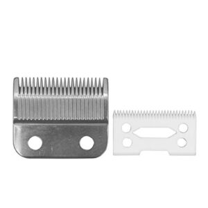 ZEROKIWI Professional Adjustable Replacement Blades Set #1006, Including 1 Carbon Steel Fixed Blade and 1 Ceramic Moving Cutter Blade, Compatible with Wahl 8504 Hair Clippers(White)