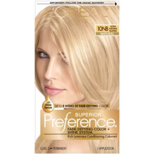 L’Oreal Paris Superior Preference Fade-Defying + Shine Permanent Hair Color, 10NB Ultra Natural Blonde, Pack of 1, Hair Dye