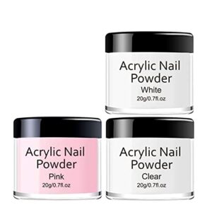 Acrylic Powder Set – 3 Colors Acrylic Nail Powder Professional Polymer Colored Acrylic Nail Powder for Acrylic Nail Extension Carving