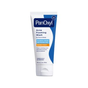 PanOxyl Acne Foaming Wash Benzoyl Peroxide 10% Maximum Strength Antimicrobial, 3 oz. – Travel Size