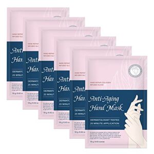 Permotary 6 Pack Moisturizing Hand Peel Mask Gloves> Hand Mask Natural Collagen Spa Gloves Moisture Enhancing Gloves for Dry Hands> Repair Rough Damage Skin for Women & Men (Plant)