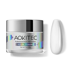 Aokitec Clear Acrylic Powder – 30g Professional Nail Extension Powder for French Manicure> 3D Nail Art