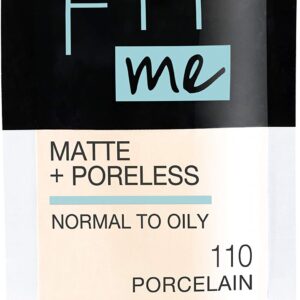 Maybelline New York Fit Me Matte + Poreless Liquid Foundation, Pouch Format, 110 Porcelain, 1.3 Ounce