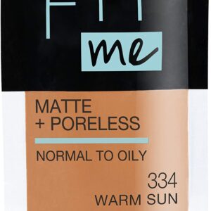 Maybelline New York Fit Me Matte + Poreless Liquid Foundation, Pouch Format, 334 Warm Sun, 1.3 Ounce