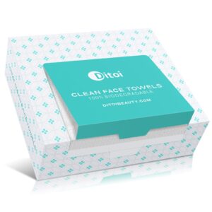 Ditoi Face Towels, 10″×12″ Disposable Face Towel, Face Towelettes XL, Ultra Soft Makeup Remover Dry Wipes, Thick Face Towel for Travel, 15 Count (Pack of 1)