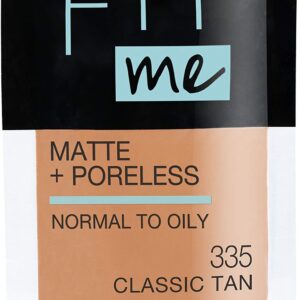 Maybelline New York Fit Me Matte + Poreless Liquid Foundation, Pouch Format, 335 Classic Tan, 1.3 Ounce
