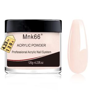 Mnk66 Acrylic Powder Professional Clear Pink Nude Milky White Acrylic Nail Powder for Nail Extension> French Nail Art 3D Flowers> Nail Carving> Beginner (YSHJF001-120g)