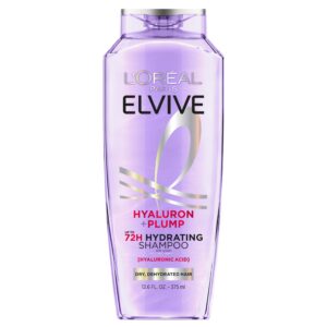 L’Oreal Paris Elvive Hyaluron Plump Hydrating Shampoo for Dehydrated, Dry Hair Infused with Hyaluronic Acid Care Complex, Paraben-Free, 12.6 Fl Oz