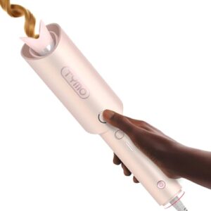 TYMO Automatic Rotating Curling Iron – TYMO CURLPRO Beach Waves Curling Wand, Portable Hair Curler, 500 Million Ionic, Dual Voltage & Lightweight for Travel, Ceramic Coating, 1 Inch, Rose Gold