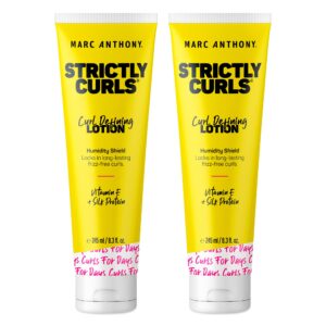 Marc Anthony Curl Defining Lotion, Strictly Curls – 2 Pack – Silk Protein & Vitamin E Hair Gel for Dry Damaged Curly Hair – Sulfate-Free Moisturizing Detangler & Anti Frizz Styling Product 8.3 Fl Oz