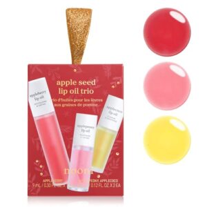 NOONI Korean Vegan Appleseed Lip Oil Gift Set – Limited Edition | Long-Lasting, Moisturizing, Plumping, Revitalizing for Dry Lips, Waterproof, No Peel Off, Hydrating, 0.12 Oz x 3ea