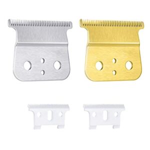 DaveandAthena 2 Pairs T Outliner Replacement T Blade Hair Trimmer Ceramic Blades Replacement Blade Compatible with Andis T Outimer Trimmer, Gold and Sliver
