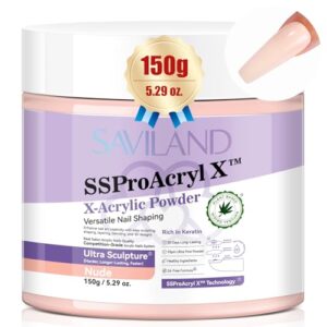 SAVILAND 5.29oz Nude Acrylic Powder: Smoother Keratin Acrylic Nail Powder 2024 Super Hard Professional Powder for 3D Carving & Extensions Beginner Home DIY Nail Art Manicure