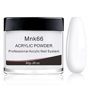 Mnk66 Acrylic Powder – Clear Pink> Nude> Milky White – Professional Nail Powder for Extension> French Nail Art> 3D Flowers> Carving – Beginner (YSHUJF004-White-60g)
