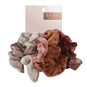 Kitsch Matte Hair Scrunchies – 5pc (Rust) | Large Hair Ties for Women | Hair Tie Scrunchies for Girls | Cute Scrunchie | Hair Bands & Ponytail Holders, 5 Count
