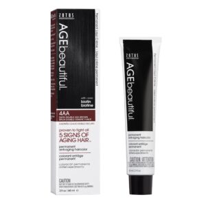 AGE beautiful Permanent Hair Color Dye Liqui Creme | 100% Gray Coverage | Anti-Aging Haircolor | Biotin for Thicker, Fuller Hair | Professional Salon Coloring | 4AA Double Ash