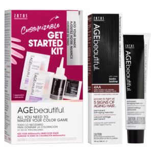 AGE beautiful Permanent Hair Color Dye Liqui Creme & Developer Starter Kit | 100% Gray Coverage | Anti-Aging | Biotin for Thicker, Fuller, Healthier Hair | 4AA Double Ash