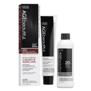 AGE beautiful Permanent Hair Color Dye Liqui Creme & Developer 20 Volume | 100% Gray Coverage | Anti-Aging | Biotin for Thicker, Fuller, Healthier Hair | 4AA Double Ash