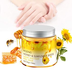 Honey & Sunflower Seeds Hand and Foot Peel Mask>Moisturizing Peel off Hand Wax Mask | Nourishing Repair Smooth Glow Hand Skin for Cracked>Dry>Aging Hands | Hand Foot Wax Mask Hand Care