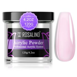 ROSALIND Soft Pink Acrylic Powder – 4.2oz Acrylic Nail Powder for Acrylic Nail Extension> Professional Polymer Pink Nail Acrylic Powder Fake Nails carving French Nail Extension> No Nail Lamp Needed
