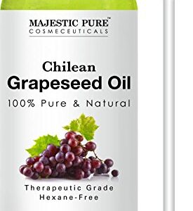Majestic Pure Grapeseed Oil, 100% Pure and Natural, Cold-Pressed, Grapeseed Oil, Moisturizing, for Skin Care, Massage, Hair Care, and to Dilute Essential Oils, 16 fl oz