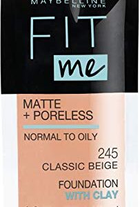 Maybelline New York Fit Me Matte + Poreless Liquid Foundation, Pouch Format, 245 Classic Beige, 1.3 Ounce