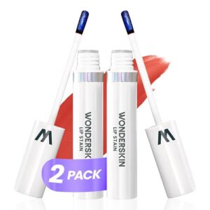 Wonderskin Wonder Blading Lip Stain Peel Off Masque, 2 Pack – Long Lasting, Waterproof and Transfer Proof Matte Red Lip Tint Stain (Glamorous Masque)