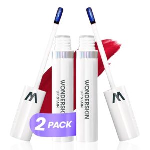 Wonderskin Wonder Blading Lip Stain Peel Off Masque, 2 Pack – Long Lasting, Waterproof and Transfer Proof Matte Red Lip Tint Stain (Divine Masque)