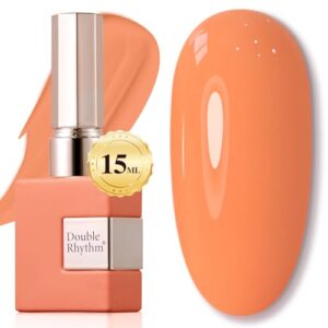 Double Rhythm 15ML Gel Nail Polish Pure Sheer Same Color Same Bottle Soak Off Gel Polish Art Manicure Salon DIY at Home for Women (Milky Orange-A1394)