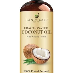 Handcraft Blends Fractionated Coconut Oil – 12 Fl Oz – 100% Pure and Natural – Premium Grade Carrier Oil for Skin and Hair – Hair and Body – Massage