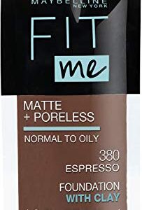 Maybelline New York Fit Me Matte + Poreless Liquid Foundation, Pouch Format, 380 Espresso, 1.3 Ounce