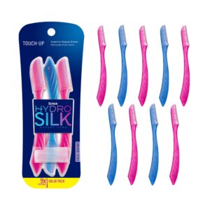 Schick Hydro Silk Touch-Up Dermaplaning Tool with Precision Cover, 9ct | Dermaplane Razor, Face Razors for Women, Peach Fuzz Remover