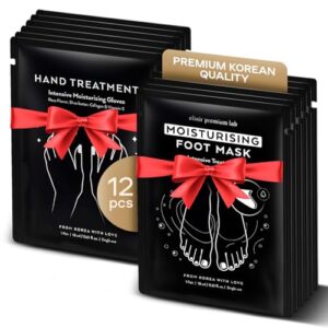 Korean Hand Masks Moisturizing Glove for Dry Hands – Hand Moisturizer Gloves for Women> Men – Hand Therapy Gloves with Collagen> Rose Oil> Shea Butter – White Hydrating Korean Hand Mask Bulk> 12 Pack