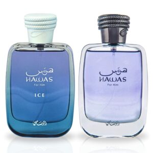 RASASI Hawas & Hawas Ice – For Him EDP Sprays 100ML (3.4 OZ) Long Lasting, Refreshing, Aquatic, Luxurious Masculine Scents. (Value Pack)