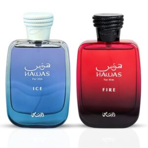 RASASI Hawas Ice For Him & Hawas Fire Eau De Parfum Sprays 100ML (3.4 OZ) Fresh, Bold & Fiery Fragrances For A Lasting Impression. (Ice & Fire Bundle)