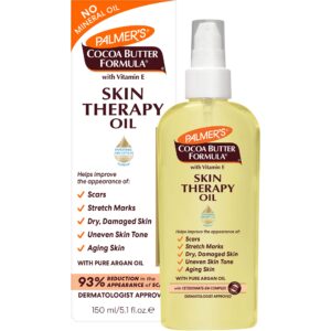 Palmer’s Cocoa Butter Formula Skin Therapy Moisturizing Body Oil with Vitamin E & Pure Argan Oil, Deep Body Moisturizer for Dry, Damaged Skin, Scars or Stretch Marks, 5.1 Fl Oz (Pack of 3), YELLOW